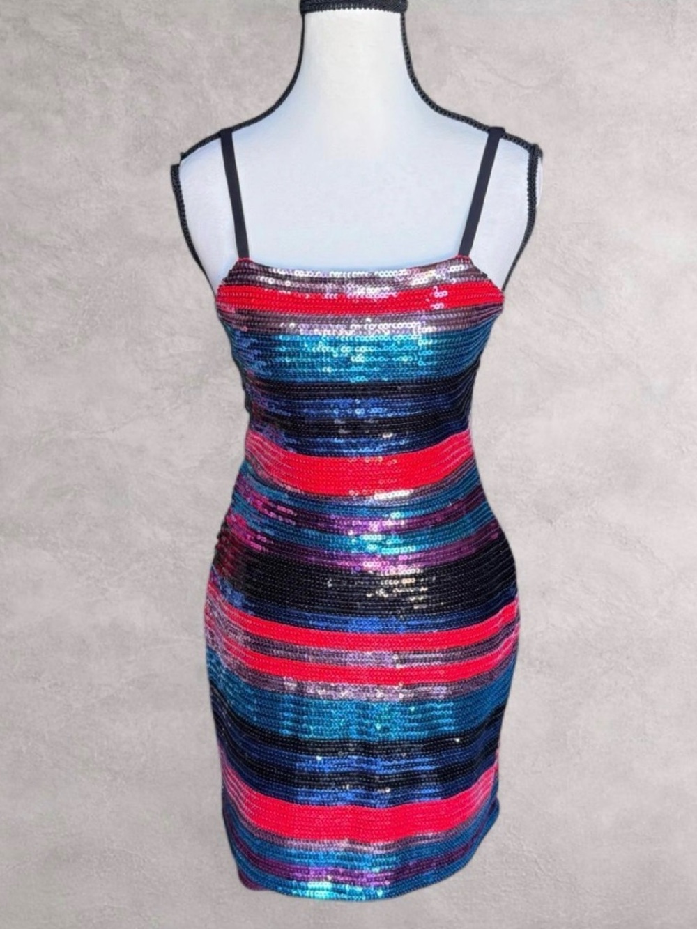 WAYF Sequin Striped Bodycon Mini Dress -‎ XS